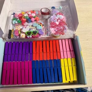 80 Set Cheer Pins Spirit Clips Include 80 Wooden Cheer Colored Clothes Pins, bag